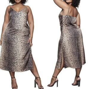 Good American Dress Leopard Cheetah Feline Cat Animal Print Slip Size 4XL New